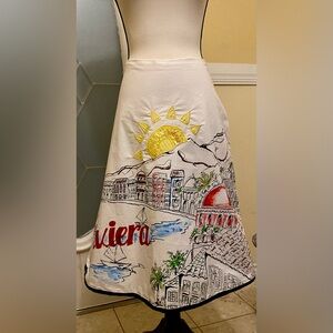 BASIL & MAUDE Embellished & Hand Painted Riviera Skirt; Size 14; EUC.